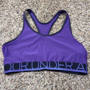 Under Armour Womens Purple HeatGear Medium Impact Racerback Sports Bra Small